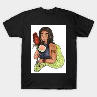 Girl with Snake and Rose T-Shirt